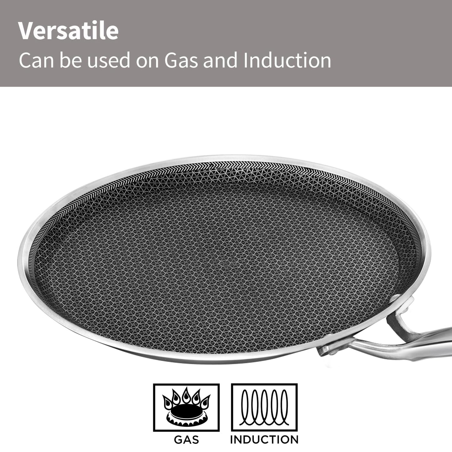 Hawkins Pro 26 cm Tri-Ply Stainless Steel with Shielded Nonstick Induction Flat Tava, Tawa with Stainless Steel Handle, Silver (PSNFT26)